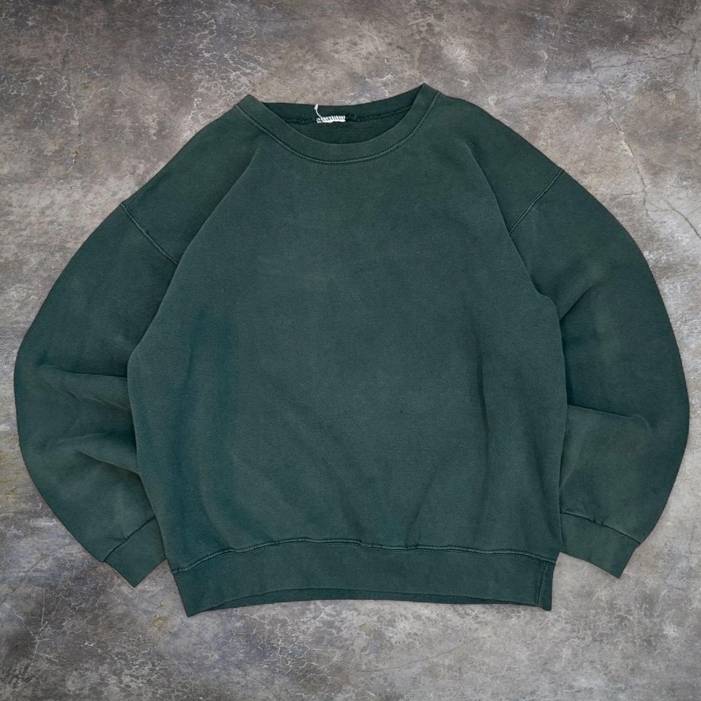 Vintage Faded Forest Green Crewneck Sweatshirt Mens Size Large Skater Grunge 90s
